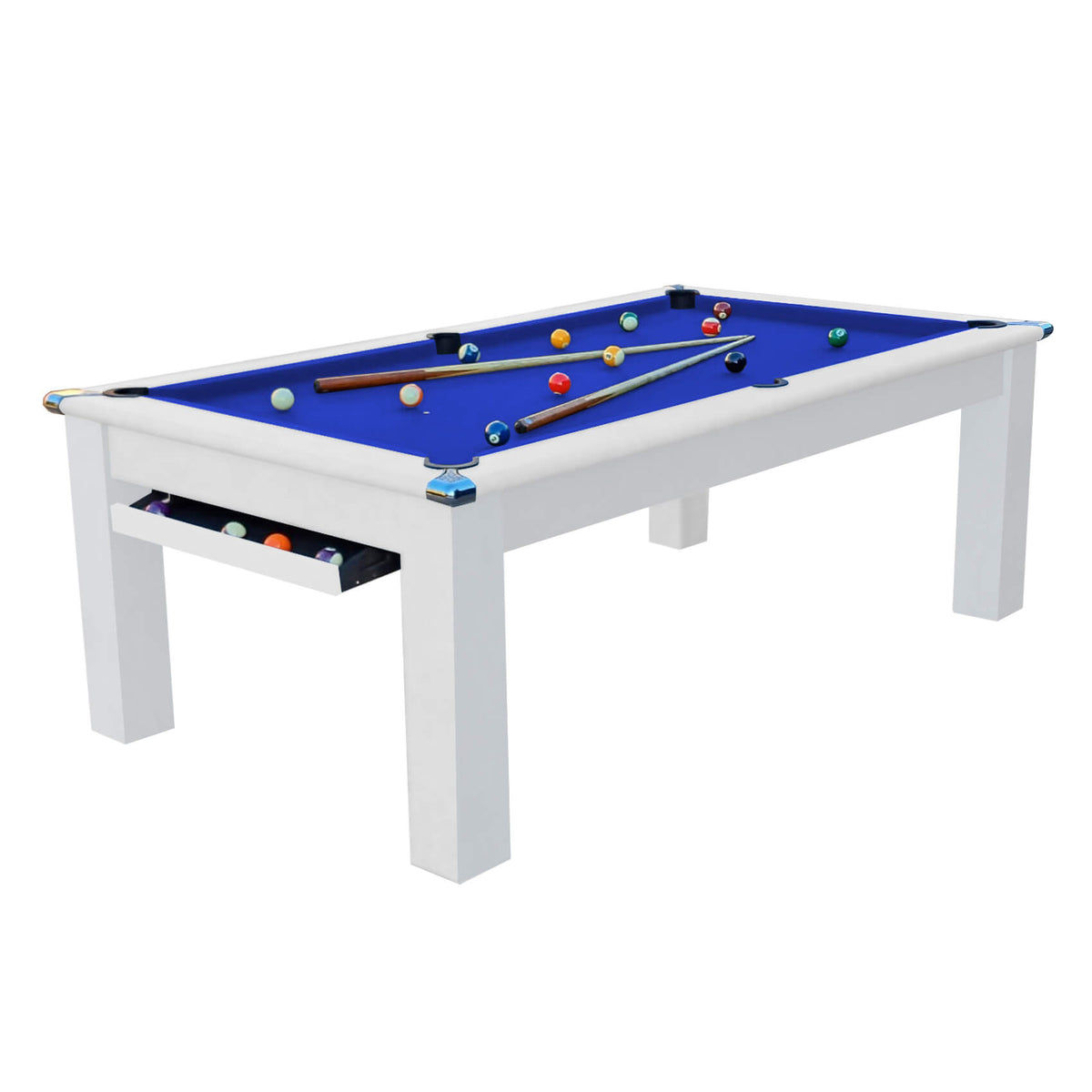 Gatley Modern Pool Dining Table - White - Slate Bed Pool Diner In 6FT & 7FT Sizes