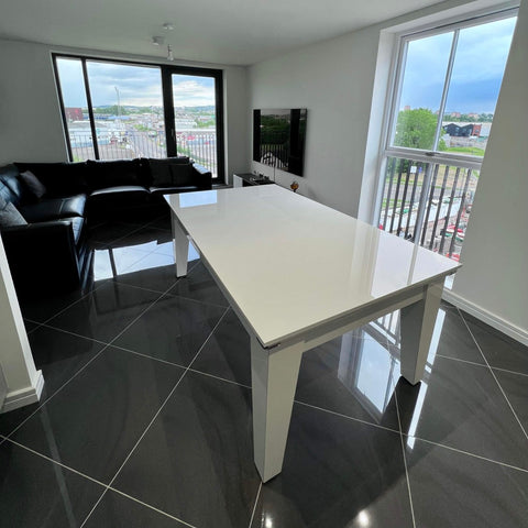 Gatley Classic Pool Dining Table - Gloss White - Slate Bed Pool Diner In 6FT & 7FT Sizes