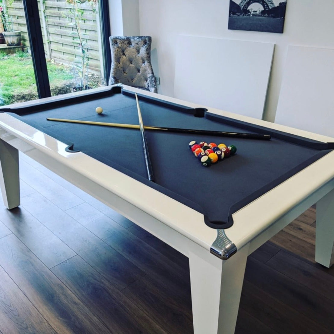 Gatley Classic Pool Dining Table - Gloss White - Slate Bed Pool Diner In 6FT & 7FT Sizes