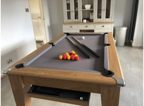 Gatley Classic Pool Dining Table - Oak - Slate Pool Bed In 6FT & 7FT Sizes