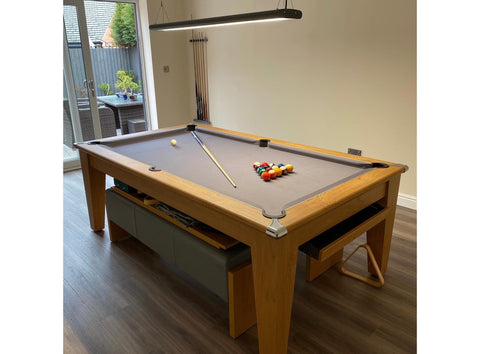 Gatley Classic Pool Dining Table - Oak - Slate Pool Bed In 6FT & 7FT Sizes