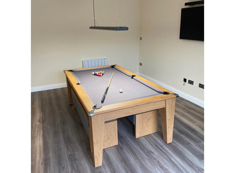 Gatley Classic Pool Dining Table - Oak - Slate Pool Bed In 6FT & 7FT Sizes