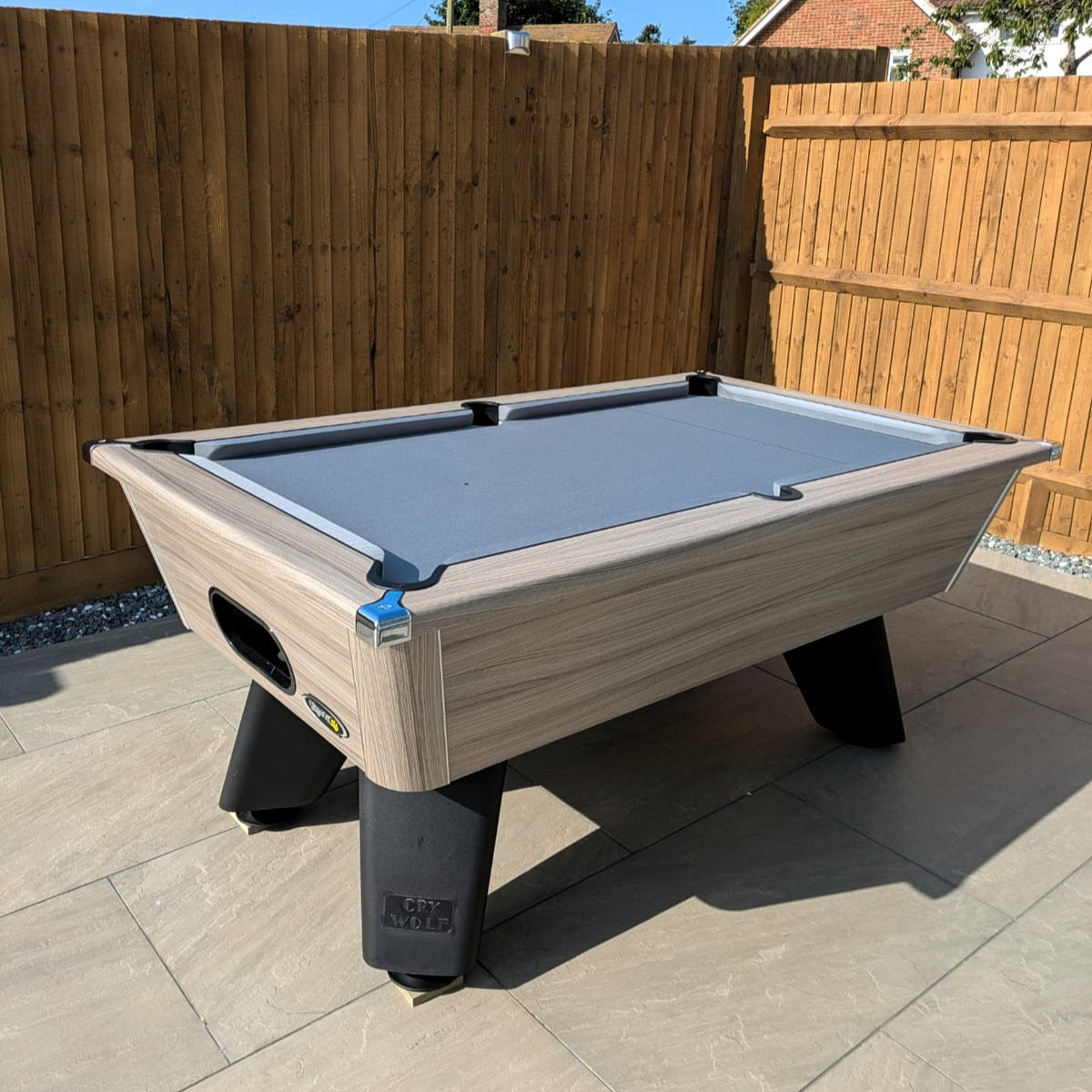 Cry Wolf Outdoor Pool Table – Driftwood 6FT/ 7FT Slate Bed Pool Table