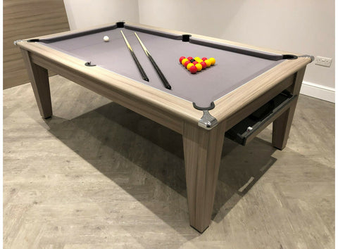 Gatley Classic Pool Dining Table - Driftwood - Slate Bed Pool Table in 6FT & 7FT Sizes