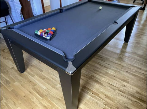 Gatley Classic Pool Dining Table -  Matt Black - Slate Pool Table In 6ft & 7ft Sizes