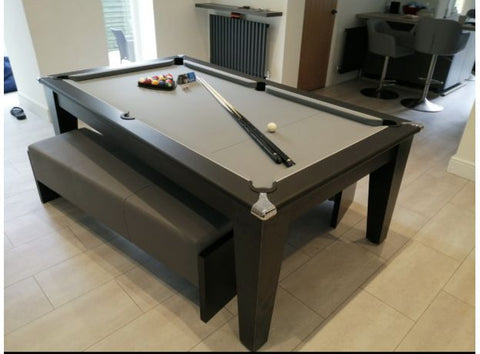 Gatley Classic Pool Dining Table -  Matt Black - Slate Pool Table In 6ft & 7ft Sizes