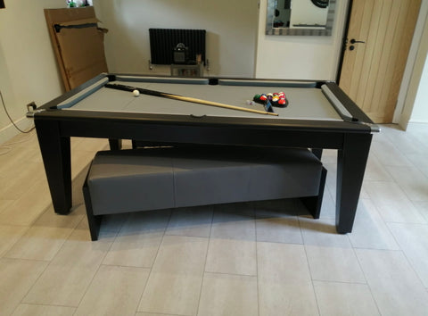 Gatley Classic Pool Dining Table -  Matt Black - Slate Pool Table In 6ft & 7ft Sizes