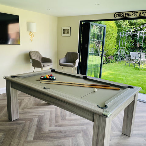 Gatley Modern Pool Dining Table - Driftwood - Slate Bed Pool Diner in 6FT & 7FT Sizes