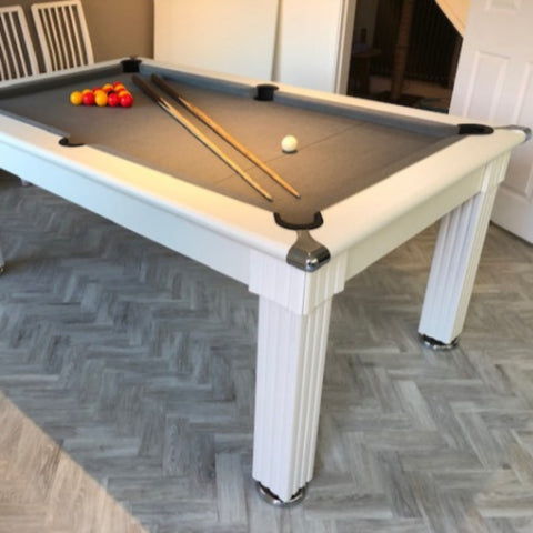 Gatley Traditional Pool Dining Table - White - Slate Bed in 6FT & 7FT Sizes