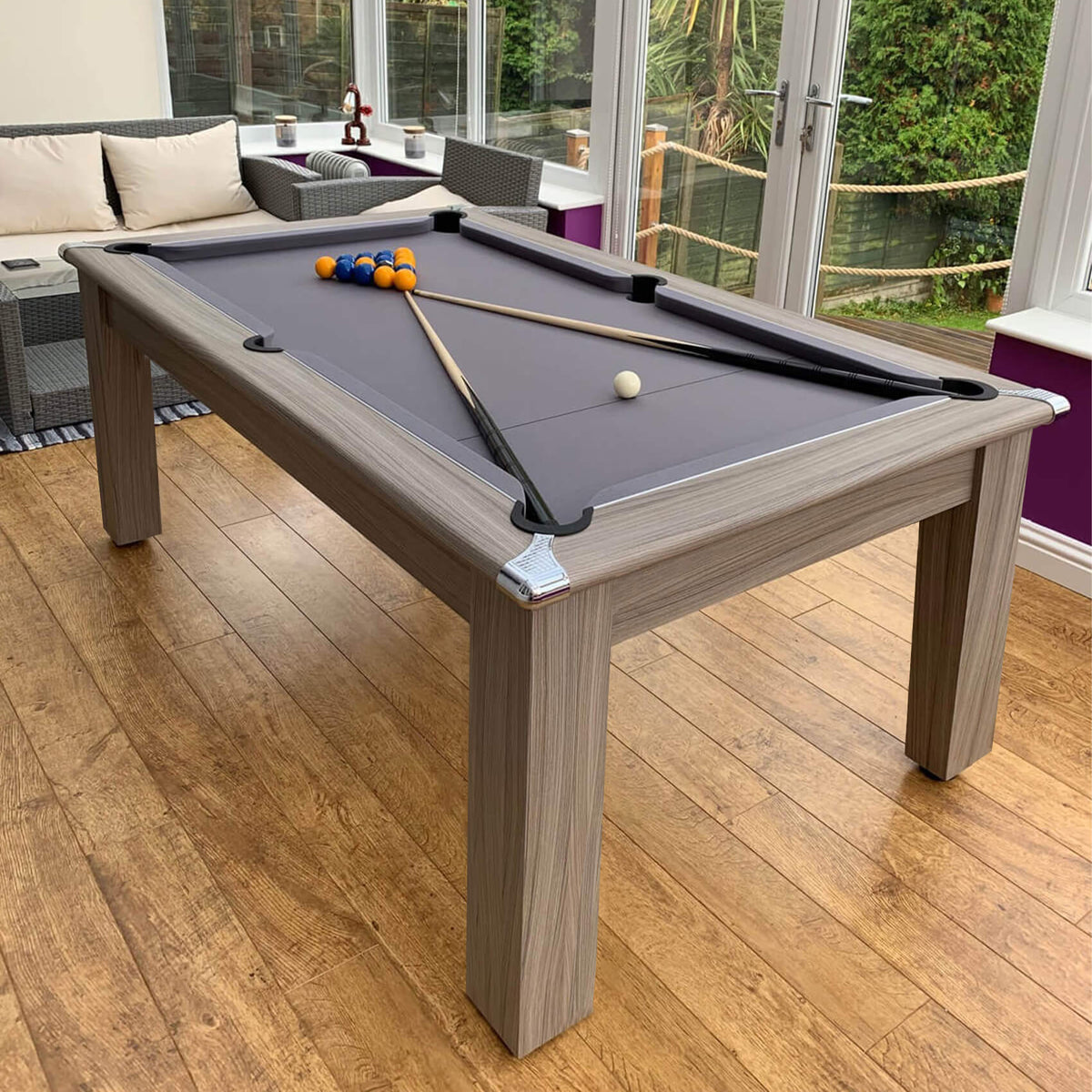 Gatley Modern Pool Dining Table - Driftwood - Slate Bed Pool Diner in 6FT & 7FT Sizes