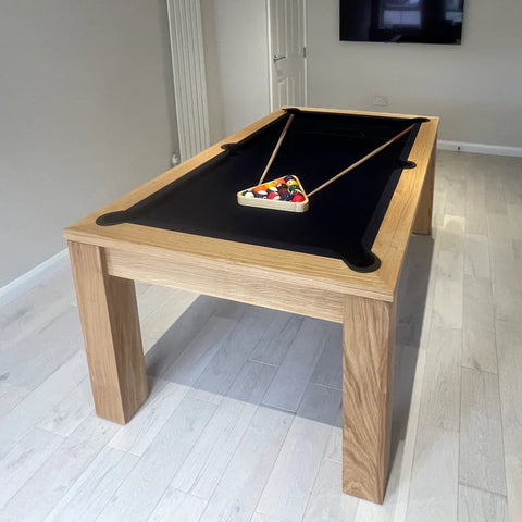 Funky Munky Pool Dining Table - Solid Natural Oak  - Slate Bed - 6FT / 7FT