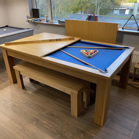 Funky Munky Pool Dining Table - Solid Natural Oak  - Slate Bed - 6FT / 7FT