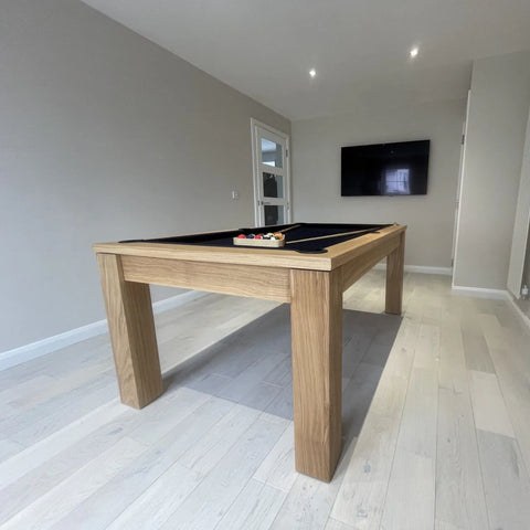 Funky Munky Pool Dining Table - Solid Natural Oak  - Slate Bed - 6FT / 7FT