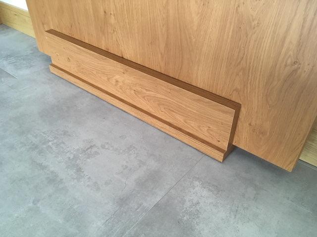 Oak laminate dining table top stand front view