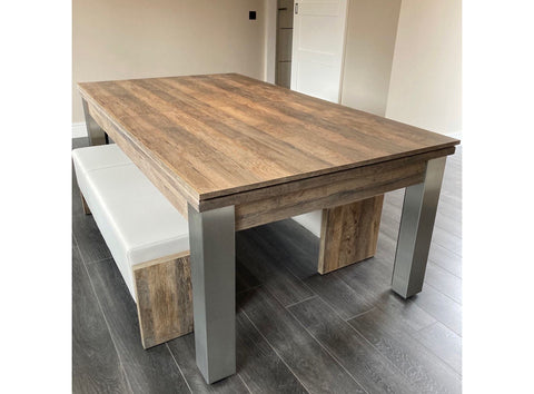 Funky Munky Elixir - Pool Dining Table 6FT/ 7FT - Slate Bed - Distressed Oak Finish