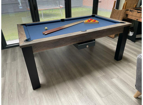 Funky Munky Elixir - Pool Dining Table 6FT/ 7FT - Slate Bed - Distressed Oak Finish