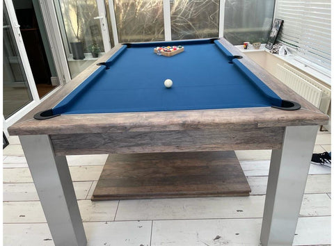 Funky Munky Elixir - Pool Dining Table 6FT/ 7FT - Slate Bed - Distressed Oak Finish