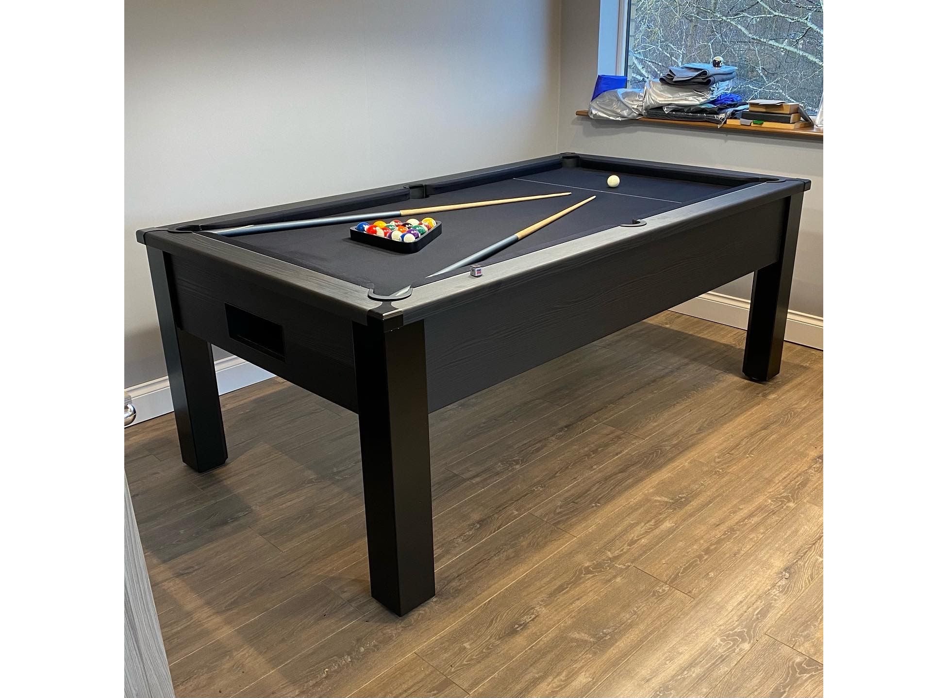 Funky Munky Tournament Slate Bed Pool Table 6ft / 7ft - Black Stealth ...